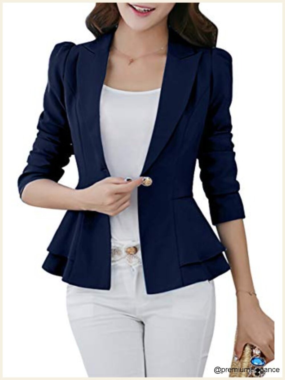Women's Blazer Business Work Office Lapel Long Sleeve Button Front Open